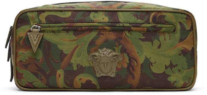 Photo: Versace Green & Brown Baroccoflage Wash Bag