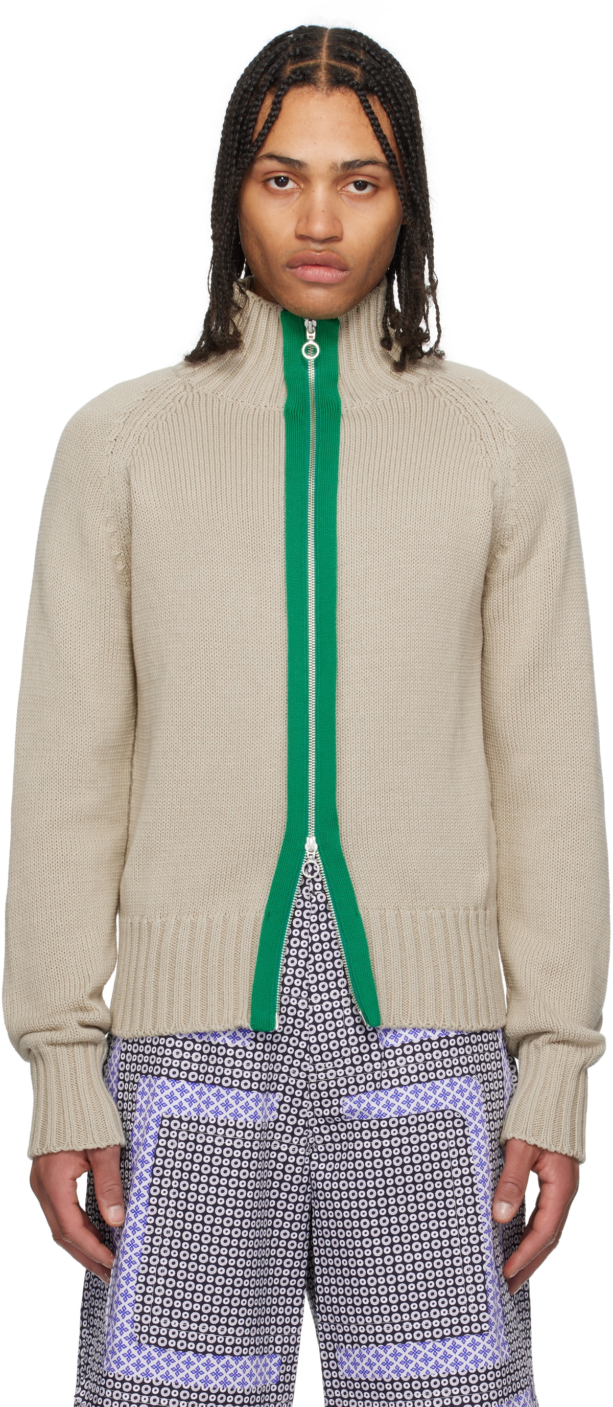 Edward Cuming ニット Edward Cuming Beige Chakra Knit Track Jacket Edward Cuming