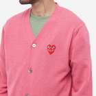 Comme des Garçons Play Men's Overlapping Heart Cardigan in Pink