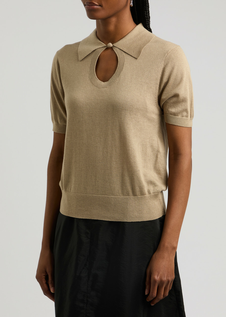 BY Malene Birger Talallia Cut-out Knitted top Beige