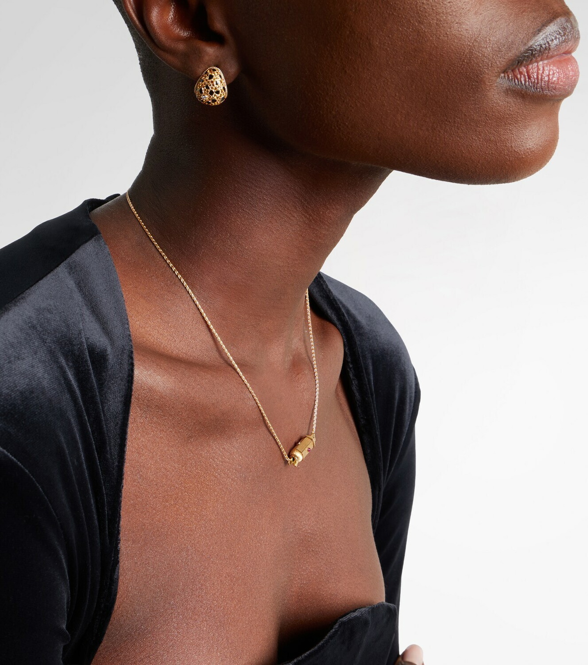 Marie Lichtenberg Coco Micro 18kt gold necklace with rubies