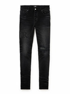 AMIRI - Skinny-Fit Crystal-Embellished Distressed Jeans - Black