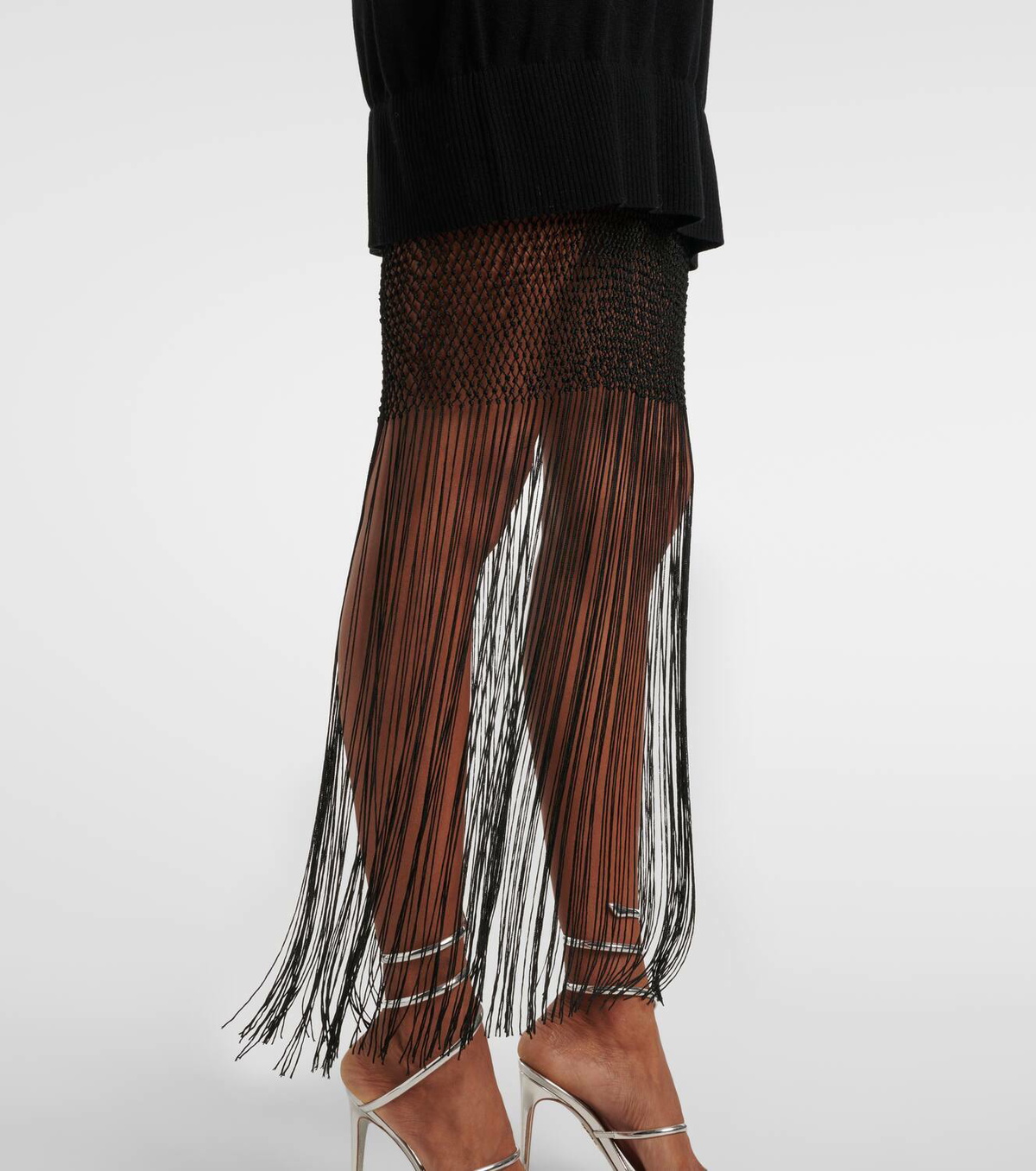CHRISTOPHER ESBER Macrame Silk Knot Dropped Armhole Top (Liquorice) main image 0