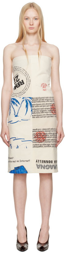 Photo: Marine Serre Beige Regenerated Tote Bags Bustier Midi Dress