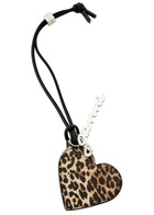 Ganni Bou Heart Mirror Leather Keyring - Leopard - One Size