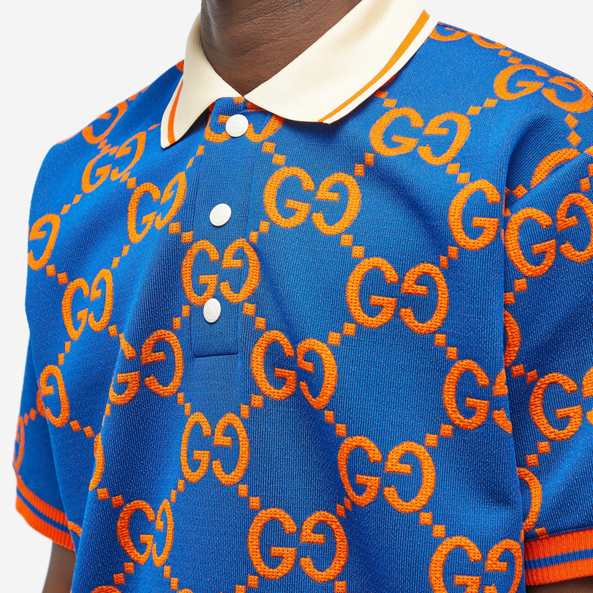 Gucci Men's Jumbo GG Polo Shirt in Blue Gucci