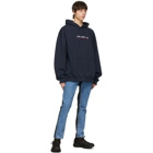 VETEMENTS Navy Haute Couture Logo Hoodie