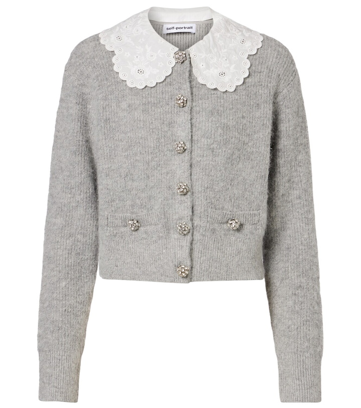 Photo: Self-Portrait Embellished lace-trimmed cardigan