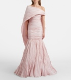 Marmar Halim Pleated taffeta bustier gown and cape set