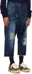 FUMITO GANRYU Indigo Graffiti 5P Sarouel Jeans