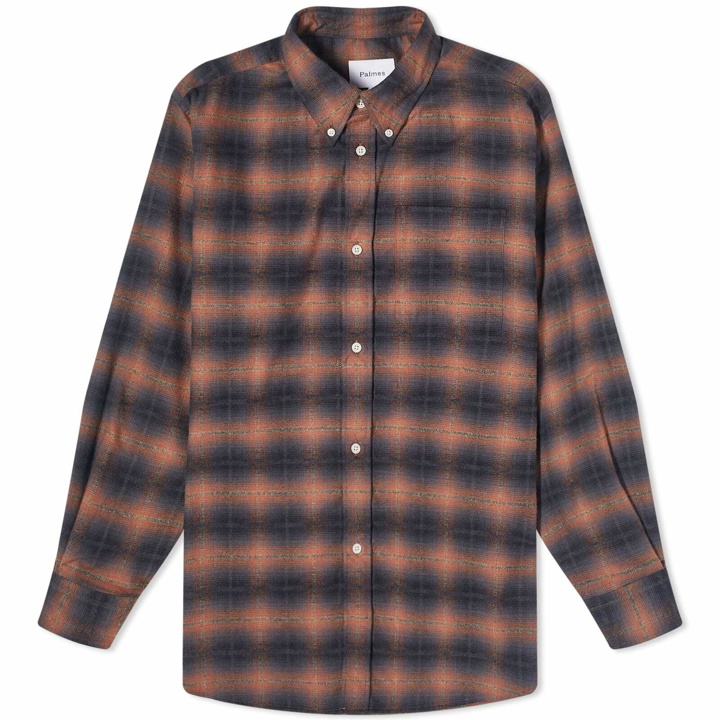 Photo: Palmes Men's Shadow Check Brushed Oxford Shirt in Brown