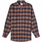 Palmes Men's Shadow Check Brushed Oxford Shirt in Brown