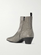 CELINE - Metallic Ribbed-Knit Chelsea Boots - Silver