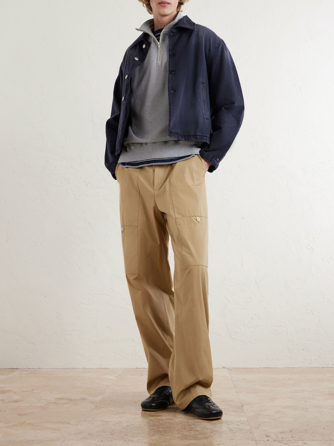 Kaptain Sunshine - Suvin Cotton-Jersey Half-Zip Sweatshirt - Gray