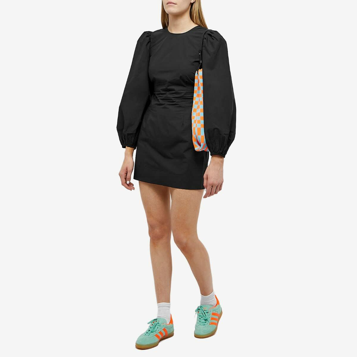 GANNI Women's Open Back Mini Dress in Black GANNI