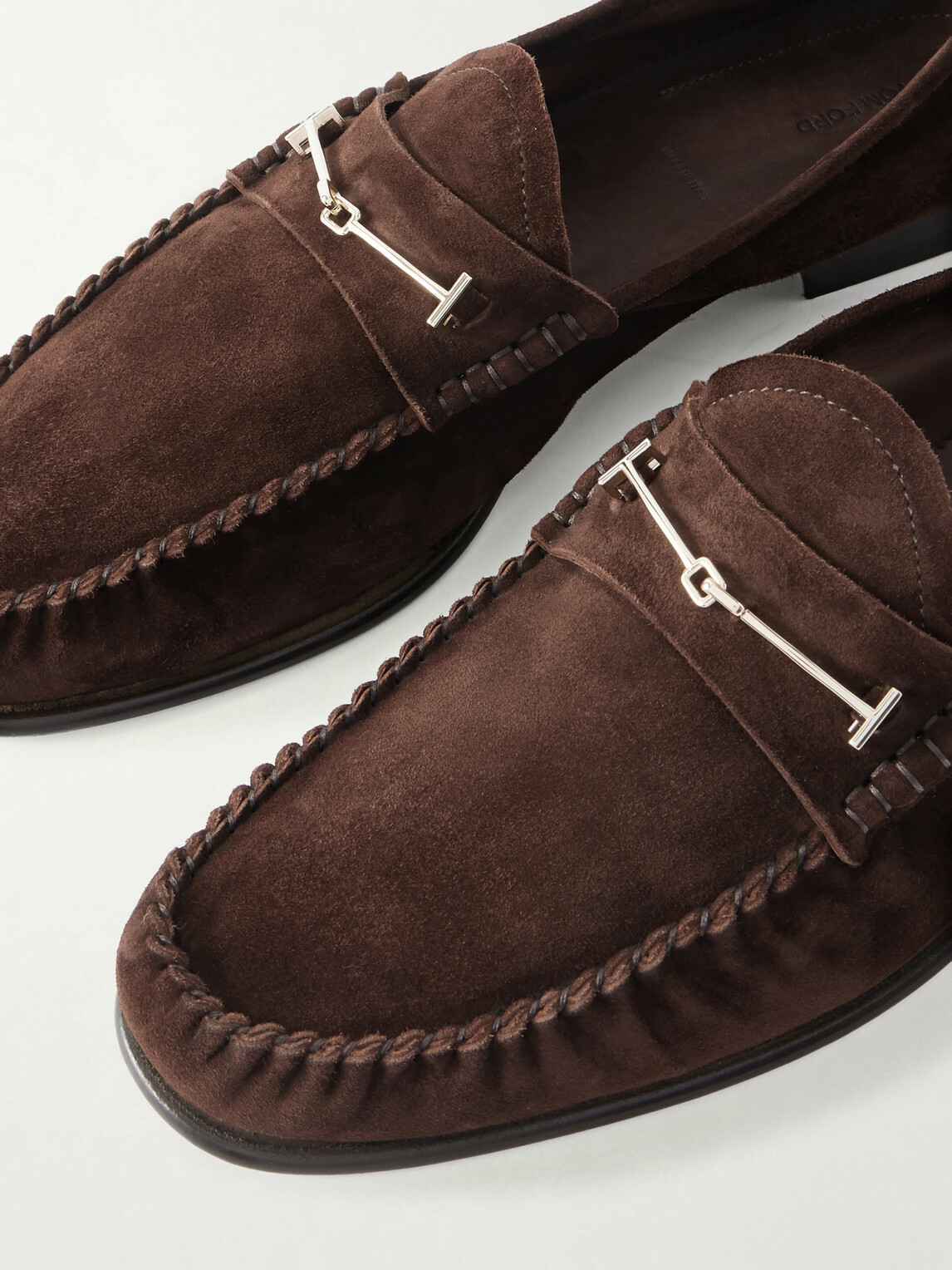 TOM FORD - Ripley Embellished Suede Loafers - Brown