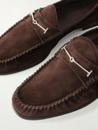 TOM FORD - Ripley Embellished Suede Loafers - Brown
