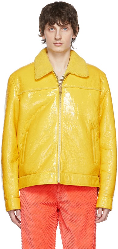 Photo: ERL Yellow Faux-Leather Jacket