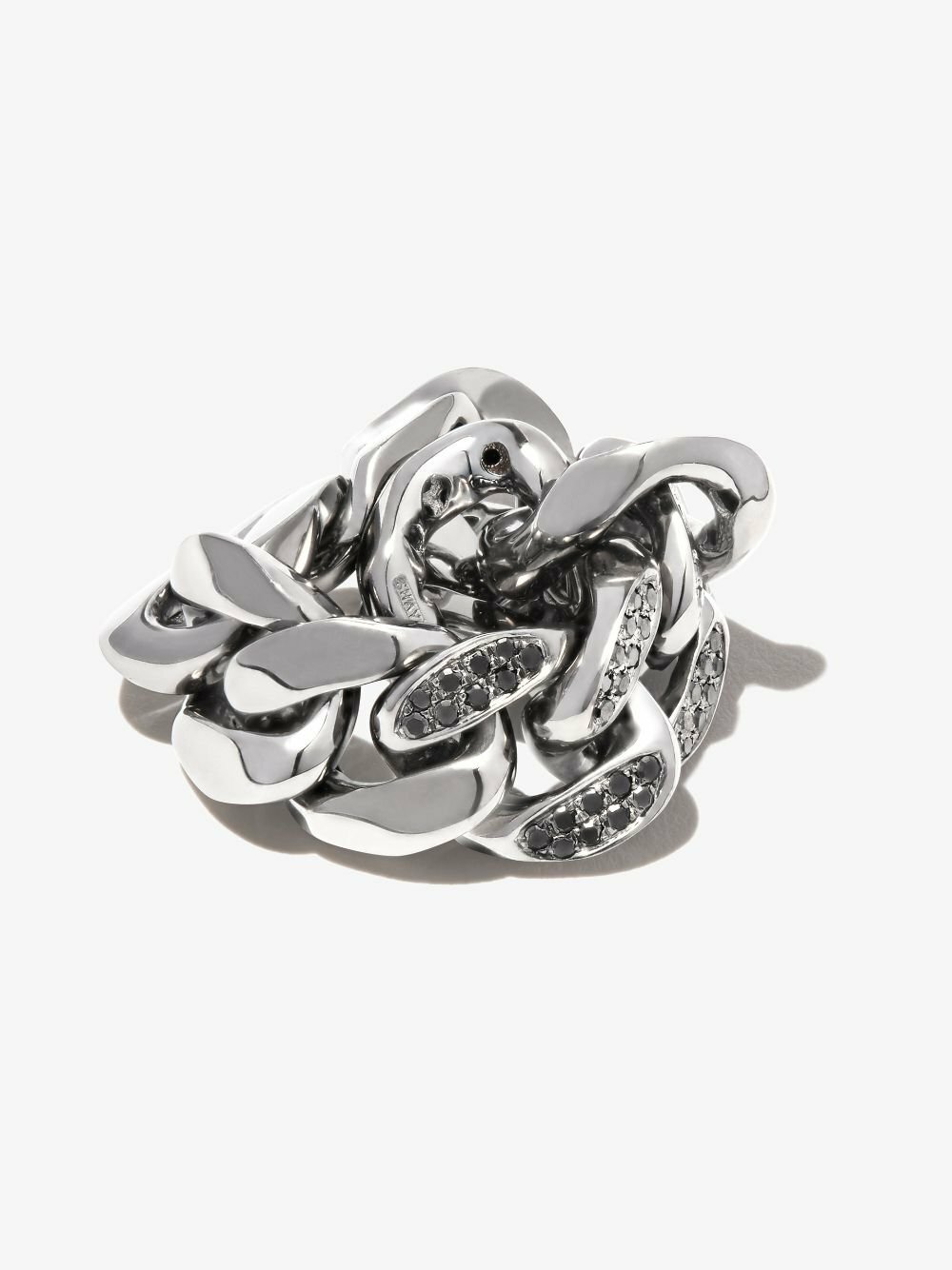 SHAY 18K Black Gold Flat Link Diamond Ring
