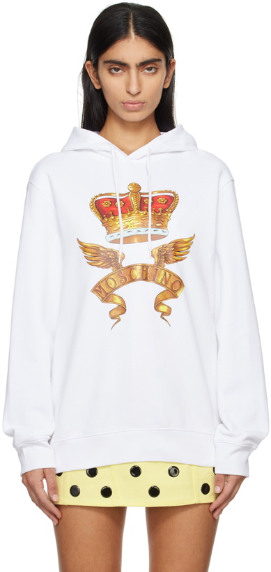 Photo: Moschino White Archive Scarves Hoodie