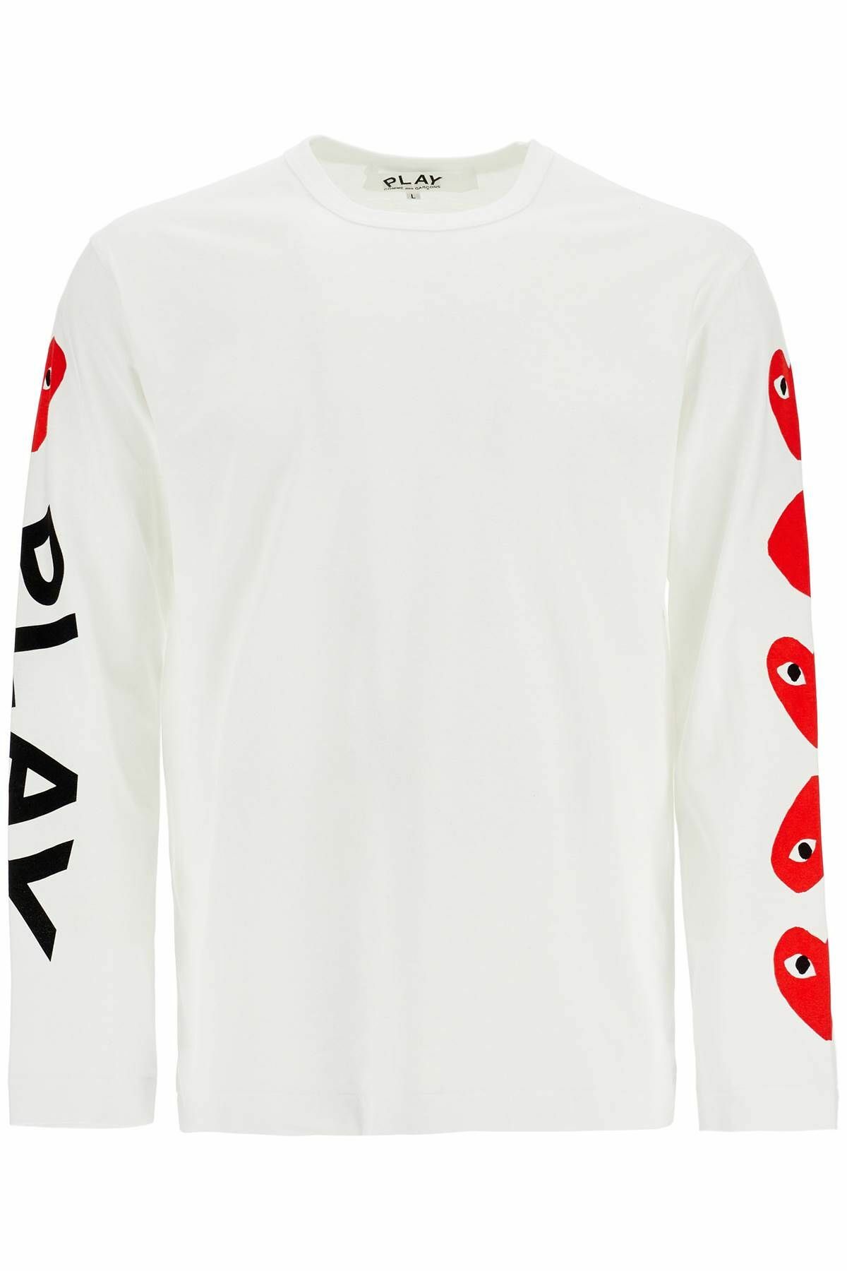 COMME DES GARCONS PLAY unisex t-shirt in white cotton with heart logo print White