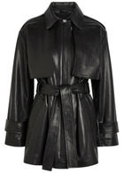 Nour Hammour Priya Belted Leather Jacket Black