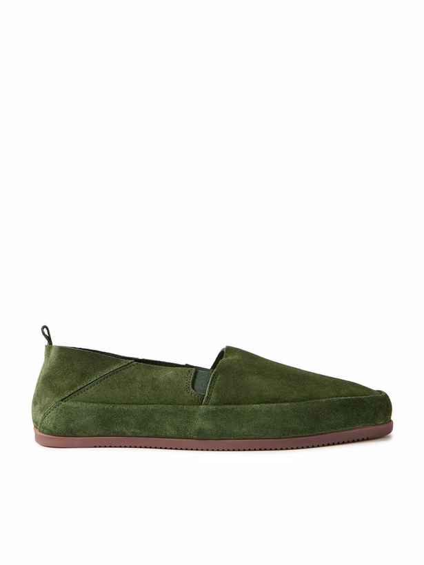 Photo: Mulo - Collapsible-Heel Suede Loafers - Green