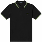 Fred Perry Authentic Men's Slim Fit Twin Tipped Polo Shirt in Black/Ecru/Kiwi