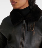 The Row Adonis shearling-trimmed leather jacket