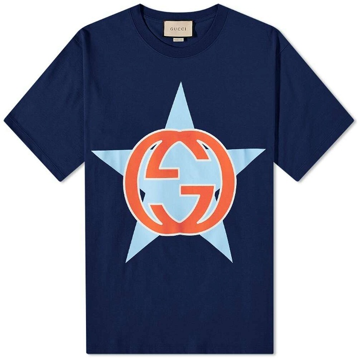 Photo: Gucci Men's Star Interlock GG T-Shirt in Navy