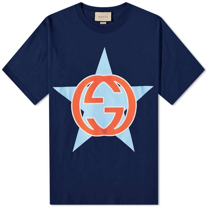 Photo: Gucci Men's Star Interlock GG T-Shirt in Navy