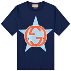Gucci Men's Star Interlock GG T-Shirt in Navy
