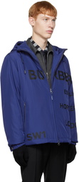 Burberry Blue Horseferry Print Lightweight Hooded Jacket