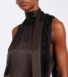 SIR Lula fringed asymmetric silk maxi dress