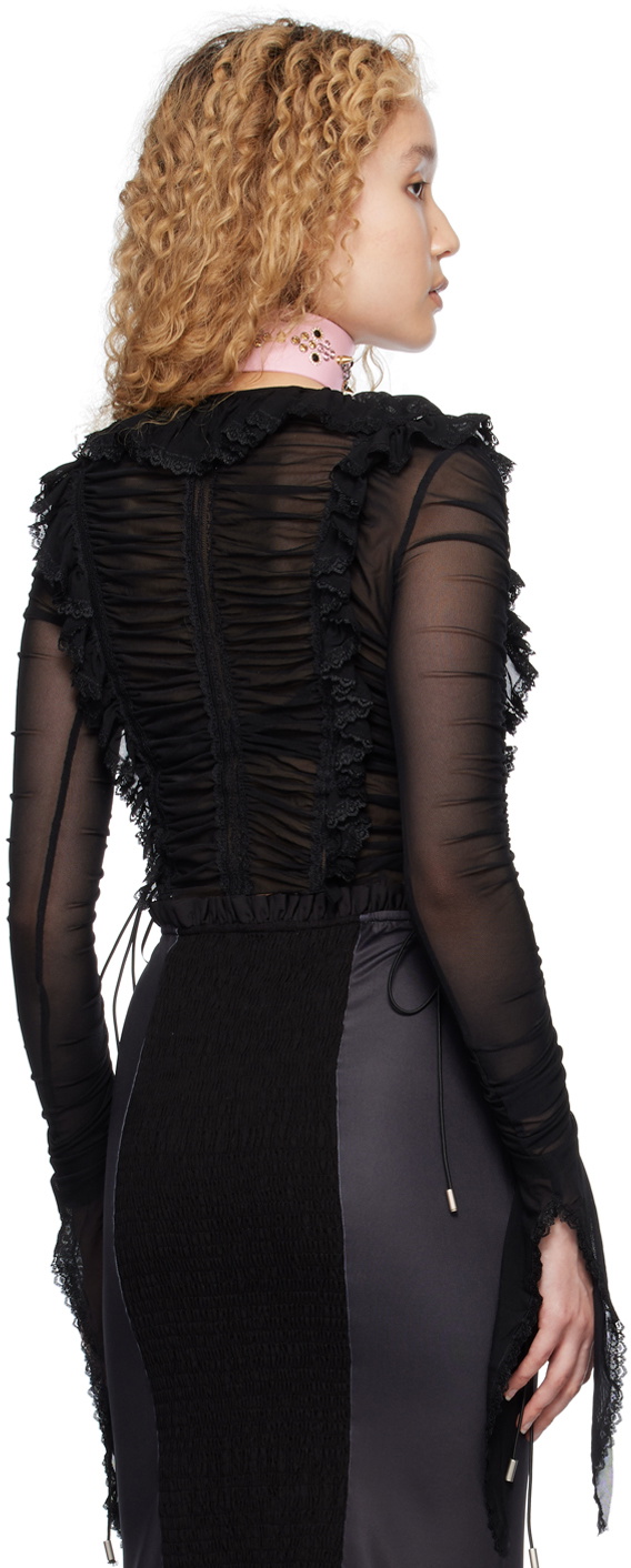 Nodress Black Lace Trim Blouse Nodress