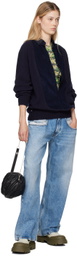 Bless Navy Frontinsertshirt Sweater