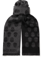 ALEXANDER MCQUEEN - Reversible Fringed Logo-Jacquard Wool Scarf