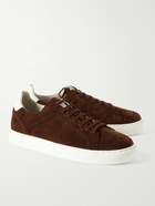 Brunello Cucinelli - Urano Leather-Trimmed Suede Sneakers - Brown