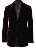 TOM FORD - Shelton Slim-Fit Velvet Tuxedo Jacket - Burgundy