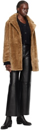 Yves Salomon - Meteo Brown Notched Lapel Shearling Coat
