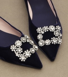 Roger Vivier Flower Strass velvet ballet flats