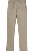 Incotex - Tapered Pleated Stretch-Cotton Twill Trousers - Neutrals