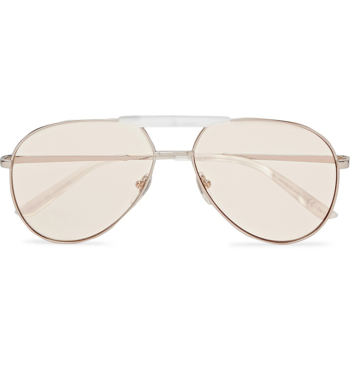 Photo: Gucci - Aviator-Style Acetate and Silver-Tone Sunglasses - Silver