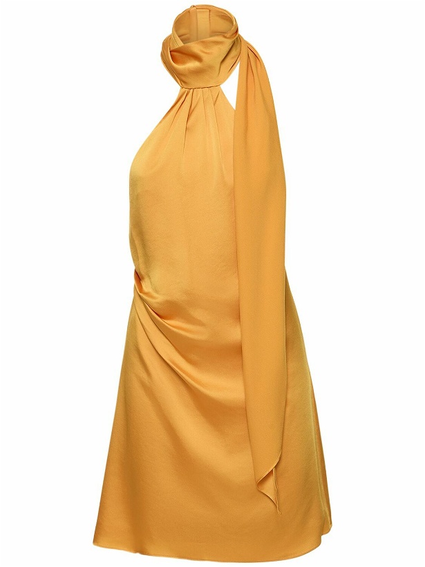 Photo: SIMKHAI - Jade Draped Satin Mini Dress W/scarf