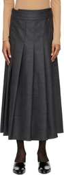 Róhe Gray Pleated Wrap Midi Skirt