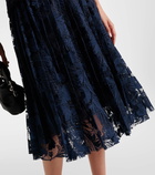 Oscar de la Renta Wool-blend tweed and lace midi dress