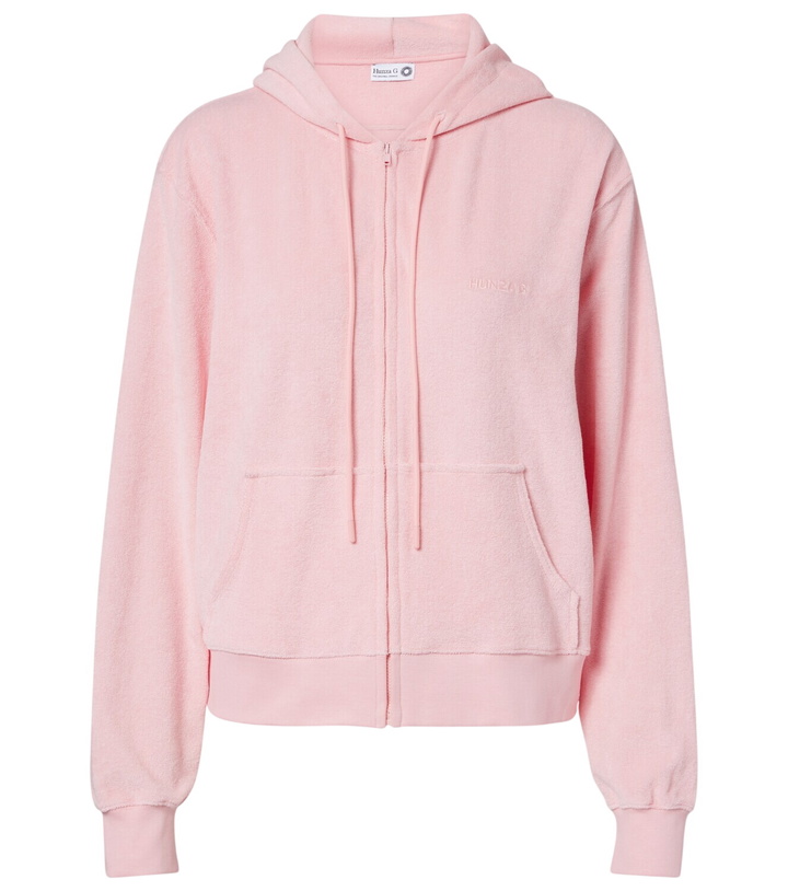 Photo: Hunza G Logo cotton terry zip-up hoodie
