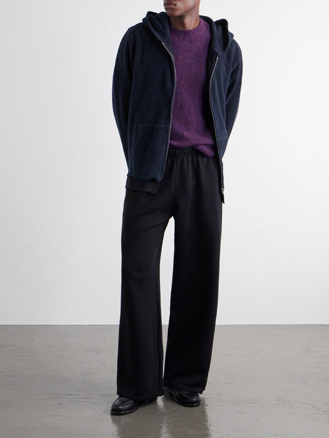 Les Tien - Party Wide-Leg Garment-Dyed Cotton-Fleece Sweatpants - Black