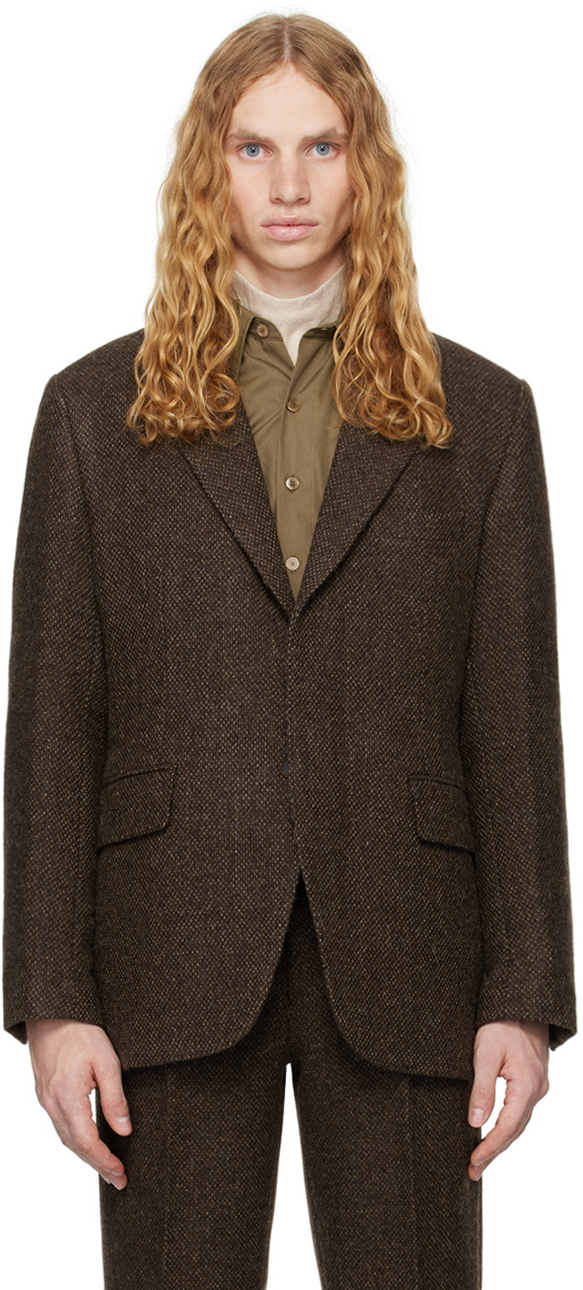 Namu Shop - Auralee Lama Shetland Wool Tweed Zip Blouson