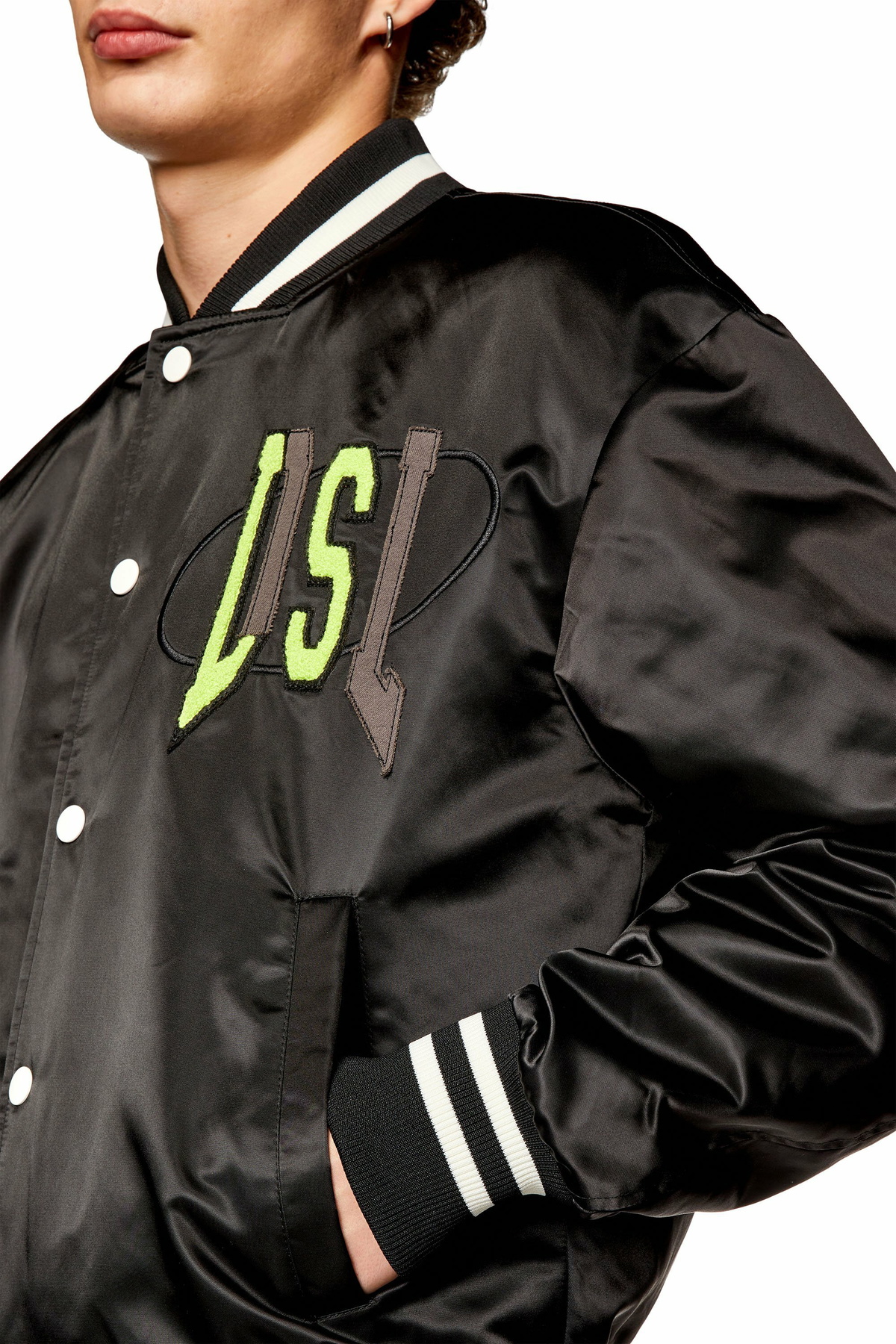 Diesel Satin track jacket with LIES patches - Jackets Mens